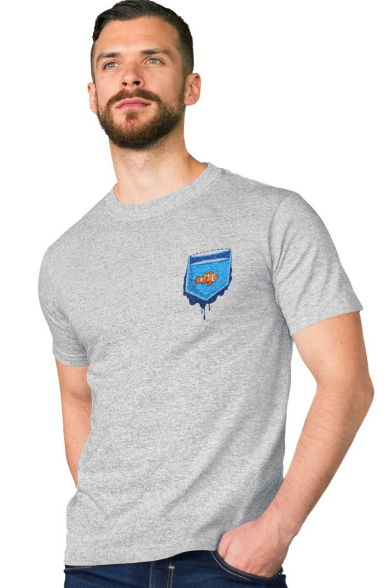 FISH-In-POCKET COTTON T-SHIRT